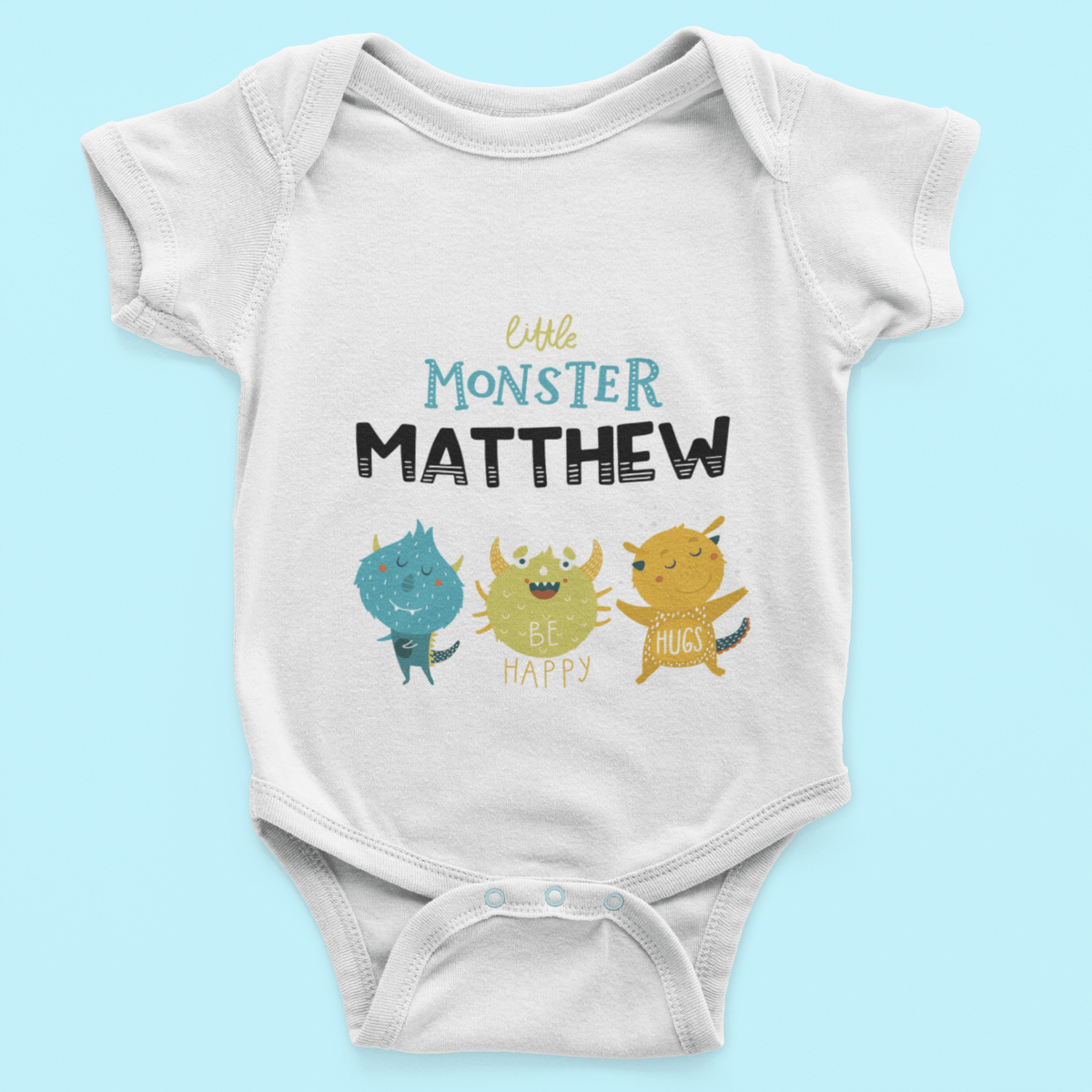 The Little Personal Shop Babygrows Personalised Little Monster Babygrow
