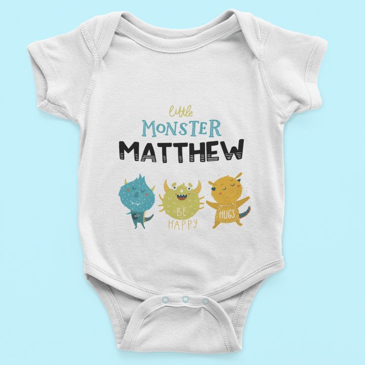 The Little Personal Shop Babygrows Personalised Little Monster Babygrow