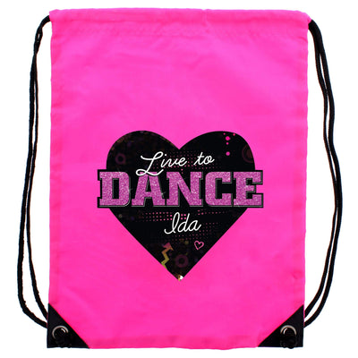 Personalised Memento Textiles Personalised 'Live to Dance' Pink Kit Bag