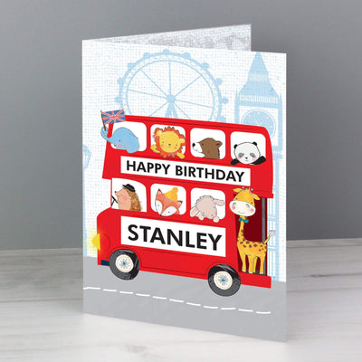 Personalised Memento Greetings Cards Personalised London Animal Bus Birthday Card