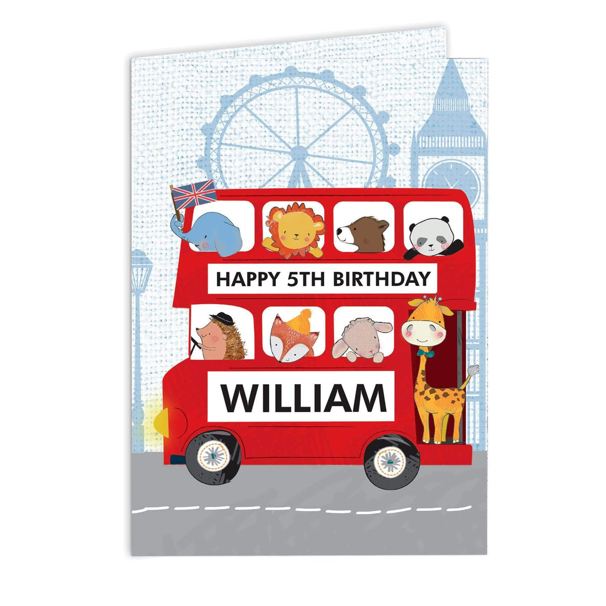 Personalised Memento Greetings Cards Personalised London Animal Bus Birthday Card