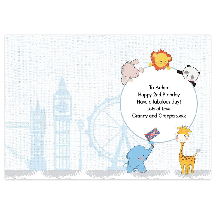 Personalised Memento Greetings Cards Personalised London Animal Bus Birthday Card