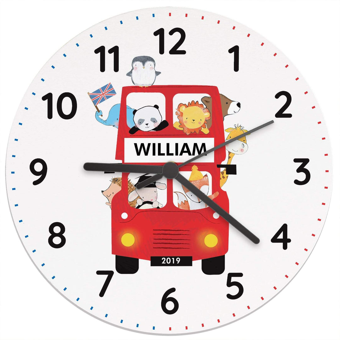 Personalised Memento Clocks &amp; Watches Personalised London Animal Bus Wooden Clock