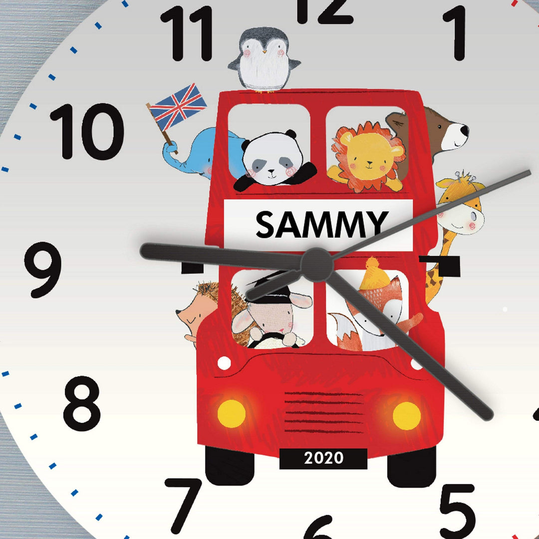 Personalised Memento Clocks &amp; Watches Personalised London Animal Bus Wooden Clock