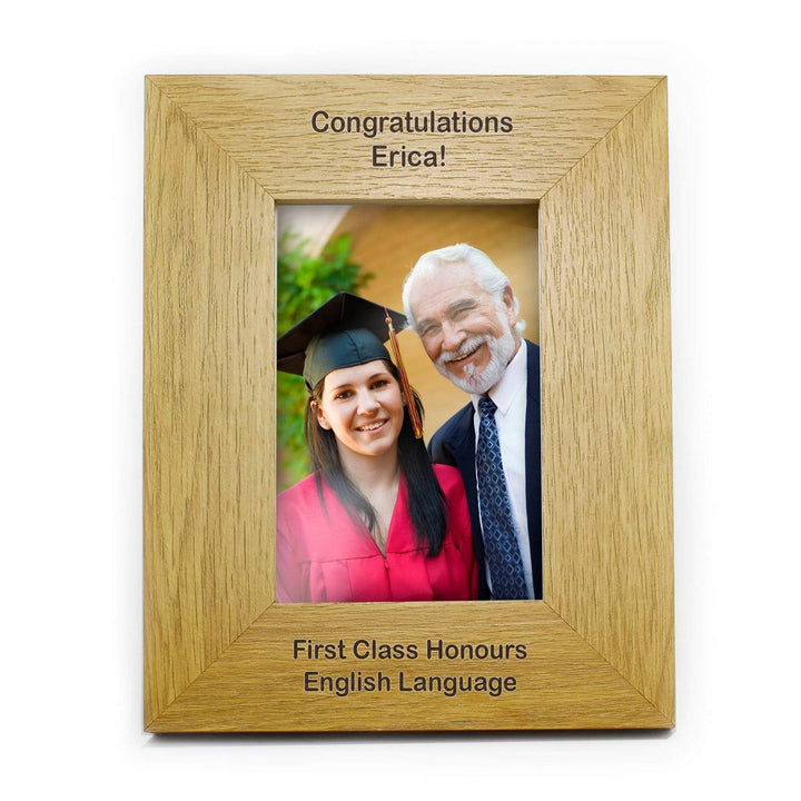 Personalised Memento Wooden Personalised Long Message 4x6 Oak Finish Photo Frame