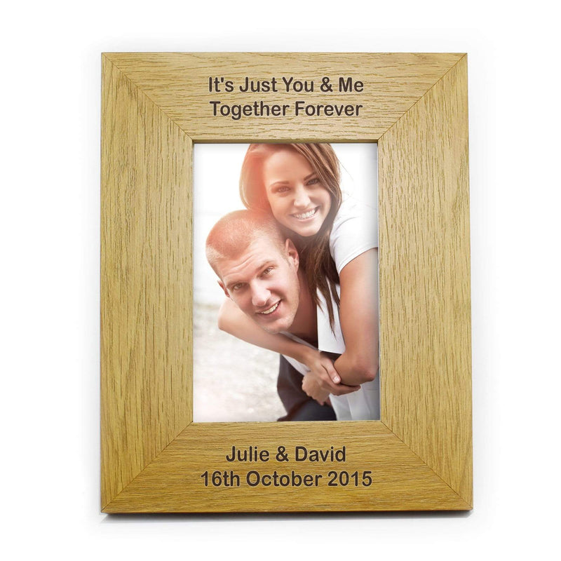 Personalised Memento Wooden Personalised Long Message 4x6 Oak Finish Photo Frame