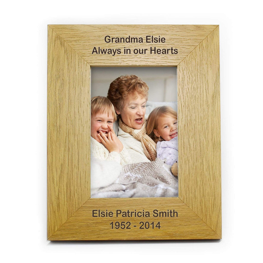 Personalised Memento Wooden Personalised Long Message 4x6 Oak Finish Photo Frame