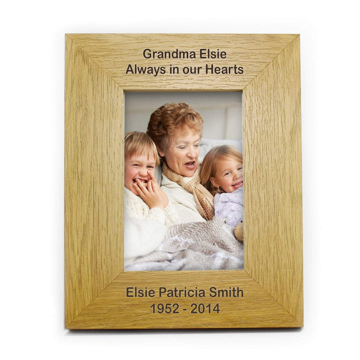 Personalised Memento Wooden Personalised Long Message 4x6 Oak Finish Photo Frame