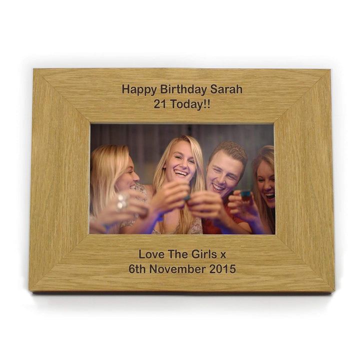 Personalised Memento Wooden Personalised Long Message 6x4 Landscape Oak Finish Photo Frame