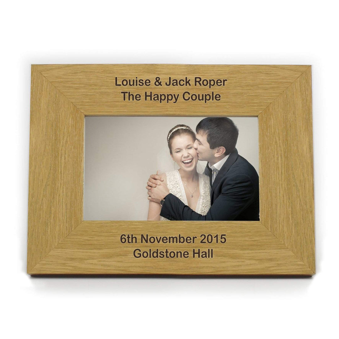 Personalised Memento Wooden Personalised Long Message 6x4 Landscape Oak Finish Photo Frame