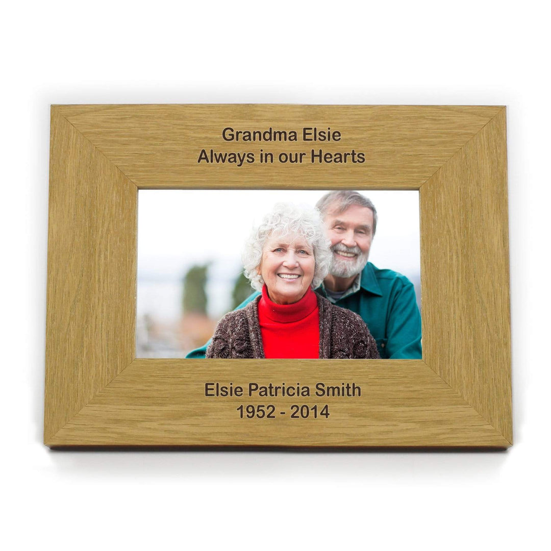 Personalised Memento Wooden Personalised Long Message 6x4 Landscape Oak Finish Photo Frame