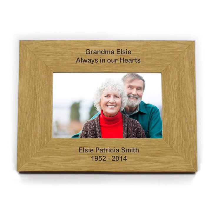 Personalised Memento Wooden Personalised Long Message 6x4 Landscape Oak Finish Photo Frame