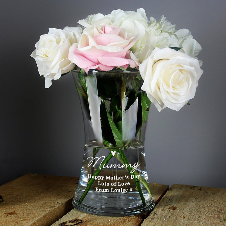 Personalised Memento Personalised Love Heart Glass Vase