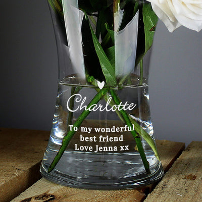 Personalised Memento Personalised Love Heart Glass Vase