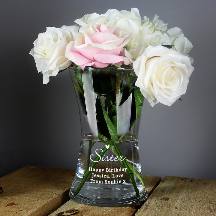 Personalised Memento Personalised Love Heart Glass Vase