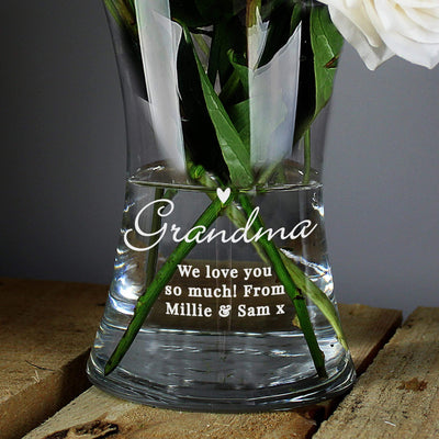 Personalised Memento Personalised Love Heart Glass Vase