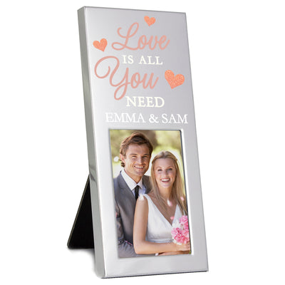 Personalised Memento Photo Frames, Albums and Guestbooks Personalised 'Love is All You Need' 2x3 Photo Frame