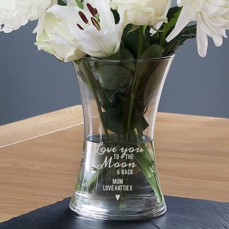 Personalised Memento Vases Personalised Love You To The Moon and Back Glass Vase