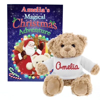 Personalised Memento Plush Personalised Magical Christmas Adventure Story Book and Personalised Teddy Bear