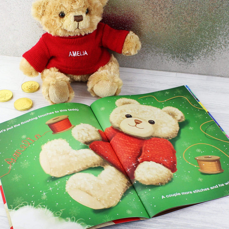 Personalised Memento Plush Personalised Magical Christmas Adventure Story Book and Personalised Teddy Bear