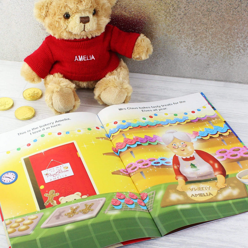 Personalised Memento Plush Personalised Magical Christmas Adventure Story Book and Personalised Teddy Bear