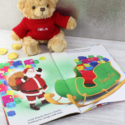 Personalised Memento Plush Personalised Magical Christmas Adventure Story Book and Personalised Teddy Bear