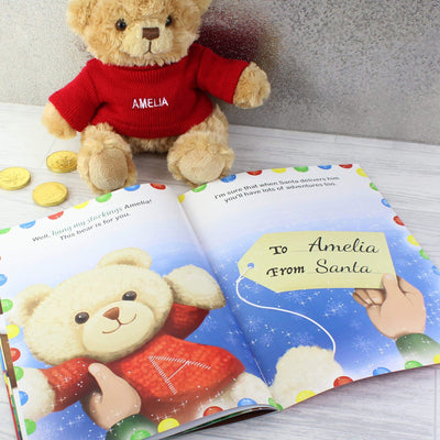 Personalised Memento Plush Personalised Magical Christmas Adventure Story Book and Personalised Teddy Bear