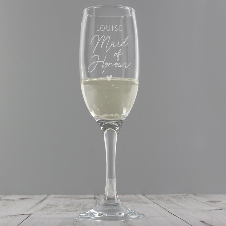 Personalised Memento Personalised Maid of Honour Flute Glass