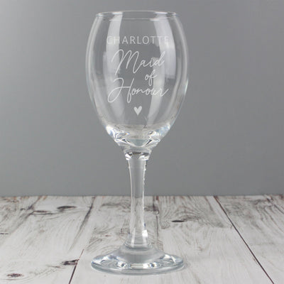 Personalised Memento Personalised Maid of Honour Wine Glass