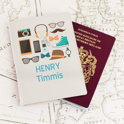Personalised Memento Leather Personalised Male Essentials Cream Passport Holder