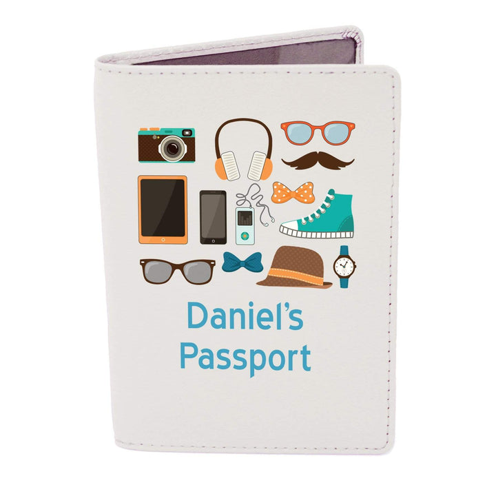 Personalised Memento Leather Personalised Male Essentials Cream Passport Holder
