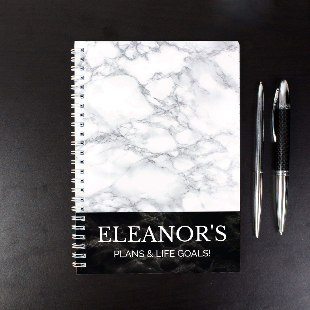 Personalised Memento Stationery &amp; Pens Personalised Marble Effect A5 Notebook