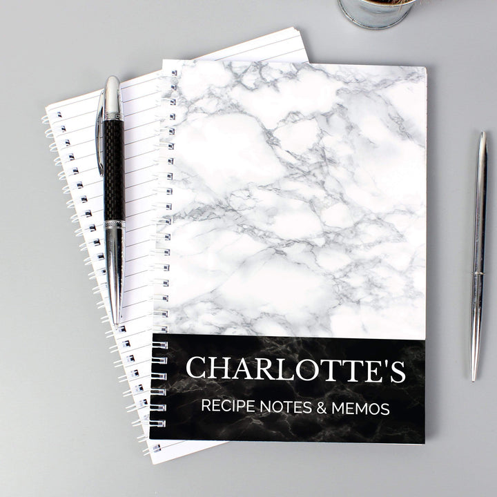 Personalised Memento Stationery &amp; Pens Personalised Marble Effect A5 Notebook