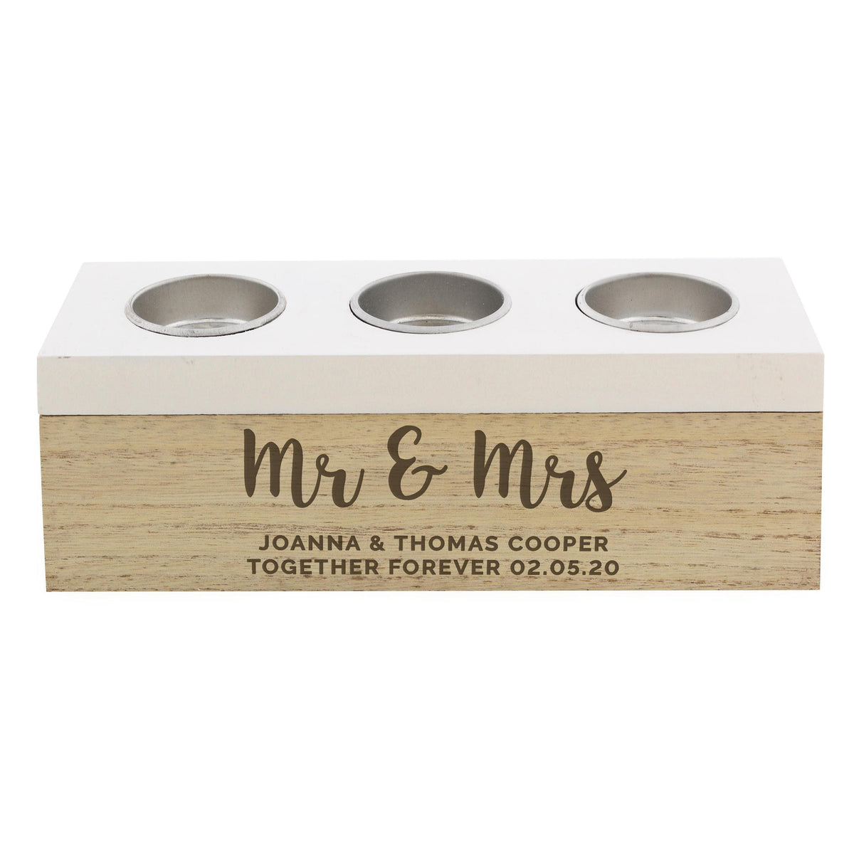 Personalised Memento Personalised Married Couple Triple Tea Light Box
