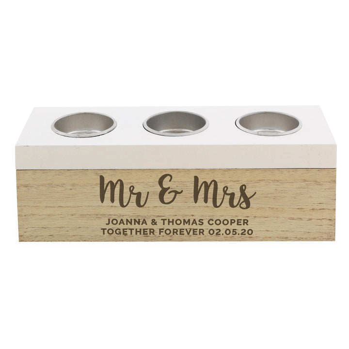 Personalised Memento Personalised Married Couple Triple Tea Light Box