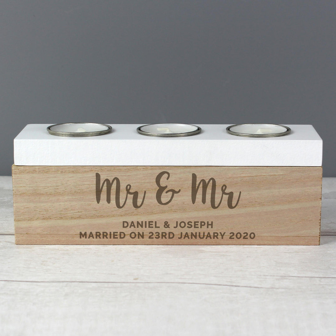 Personalised Memento Personalised Married Couple Triple Tea Light Box