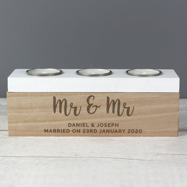 Personalised Memento Personalised Married Couple Triple Tea Light Box