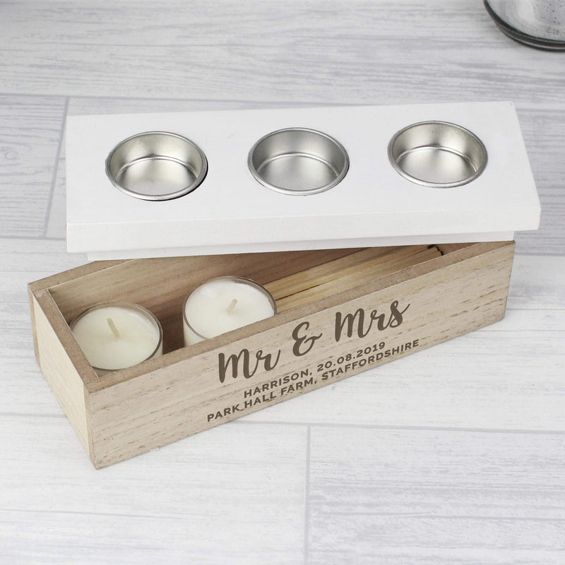 Personalised Memento Personalised Married Couple Triple Tea Light Box