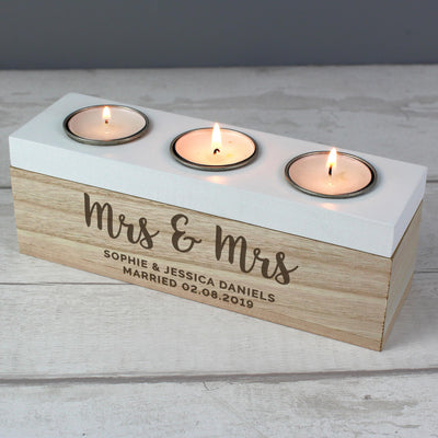 Personalised Memento Personalised Married Couple Triple Tea Light Box