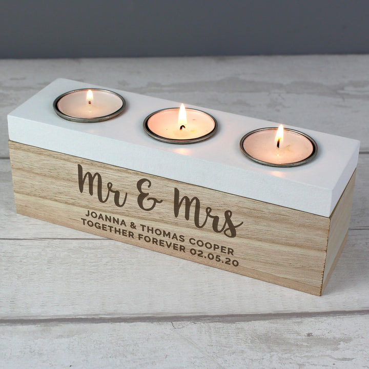 Personalised Memento Personalised Married Couple Triple Tea Light Box