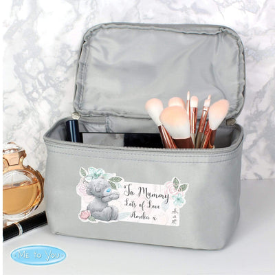 Personalised Memento Textiles Personalised Me to You Floral Grey Vanity Bag
