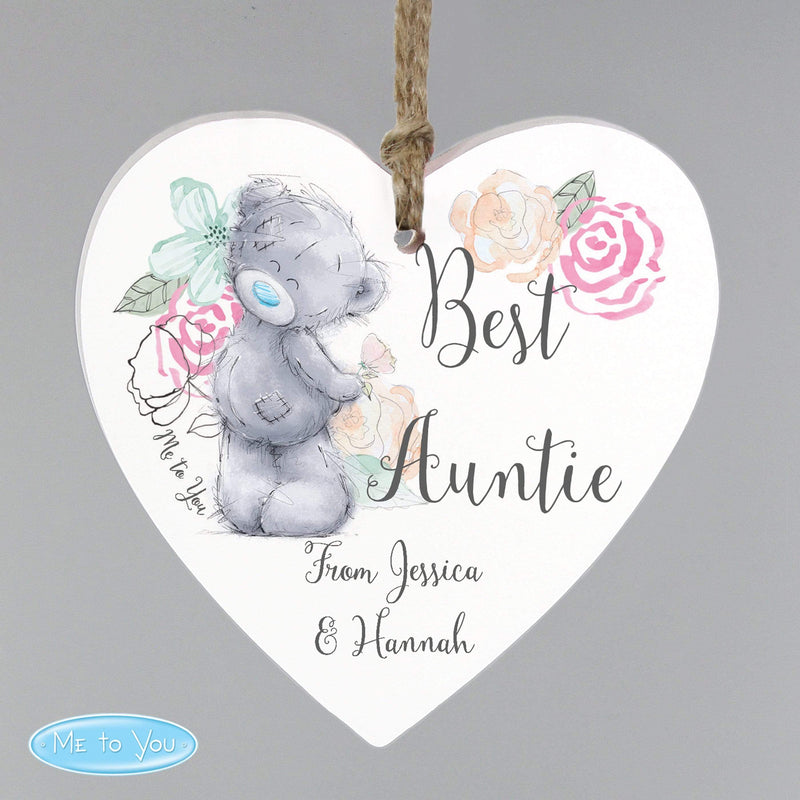 Personalised Memento Wooden Personalised Me to You Floral Wooden Heart Decoration
