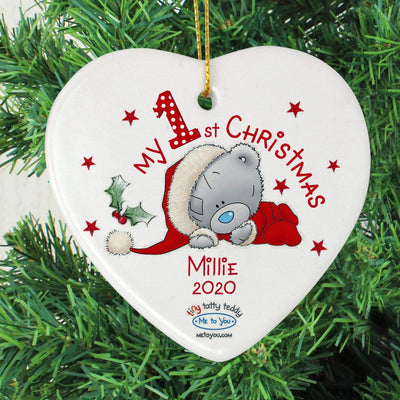 Personalised Memento Christmas Decorations Personalised Me to You My 1st Christmas Ceramic Heart Decoration