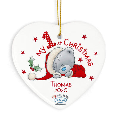 Personalised Memento Christmas Decorations Personalised Me to You My 1st Christmas Ceramic Heart Decoration