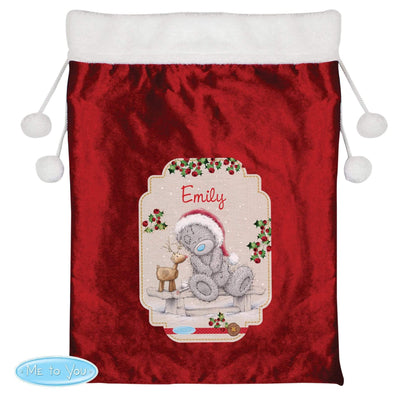 Personalised Memento Christmas Decorations Personalised Me to You Reindeer Luxury Pom Pom Red Sack