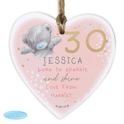 Personalised Memento Personalised Me To You Sparkle & Shine Birthday Wooden Heart Decoration