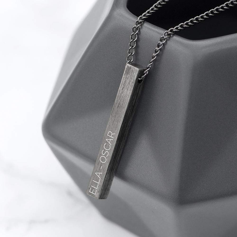 Treat Serif Personalised Men's Solid Bar Neckalce - Brushed Gunmetal