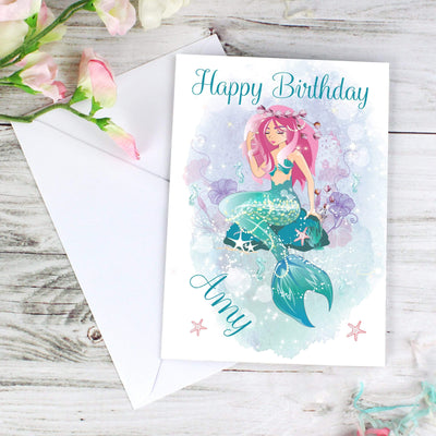 Personalised Memento Greetings Cards Personalised Mermaid Card