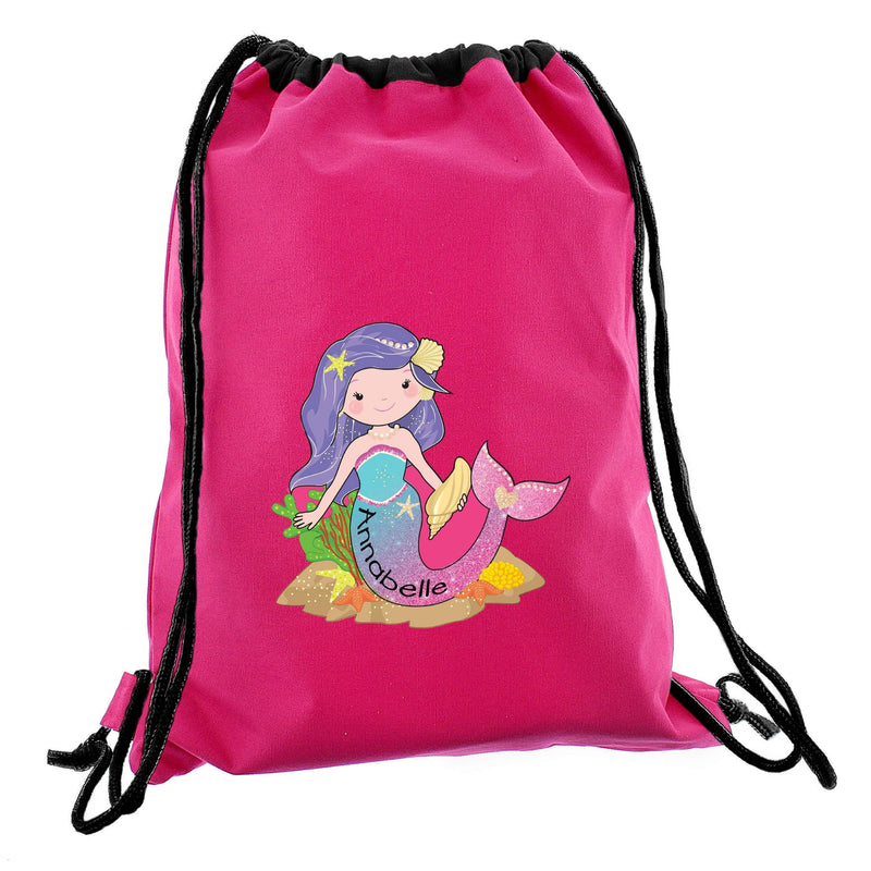 Personalised Memento Textiles Personalised Mermaid Pink Swim Bag