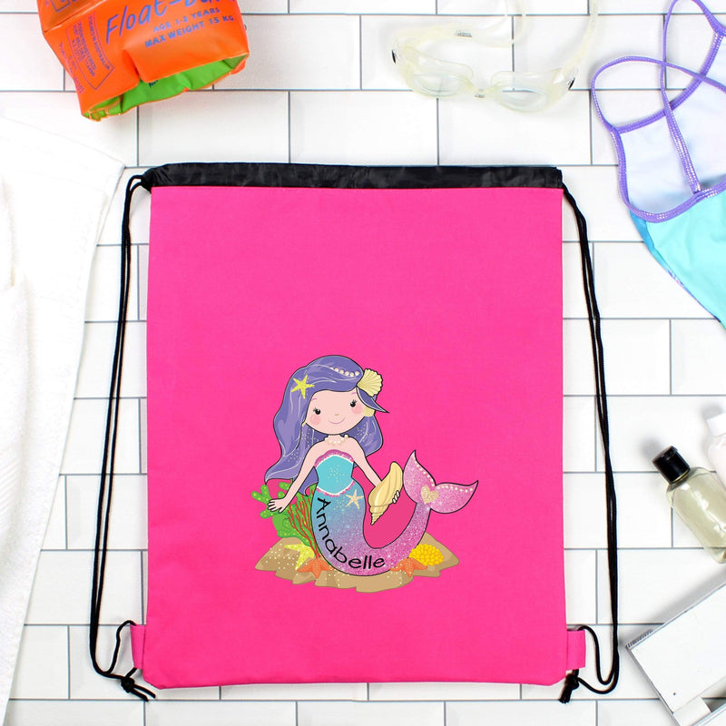 Personalised Memento Textiles Personalised Mermaid Pink Swim Bag